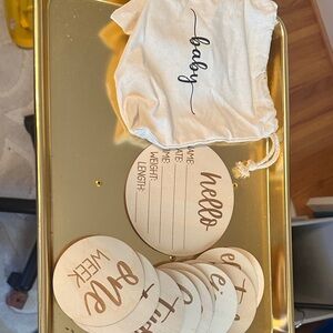 Wooden Baby Milestone Discs with Pouch